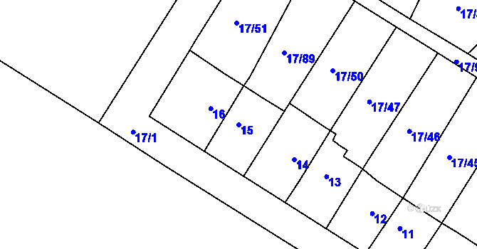 Parcela st. 15 v KÚ Svatava, Katastrální mapa