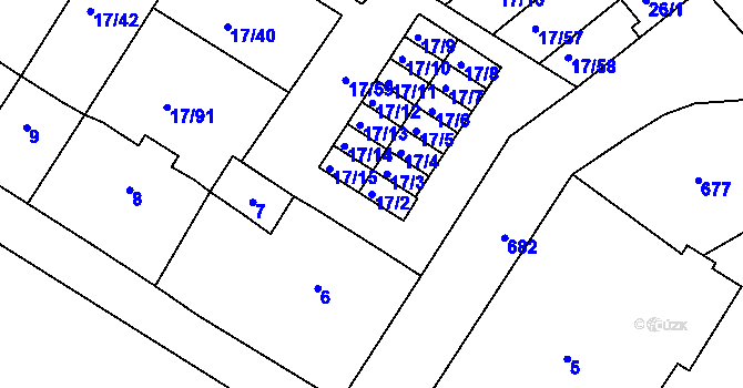 Parcela st. 17/2 v KÚ Svatava, Katastrální mapa