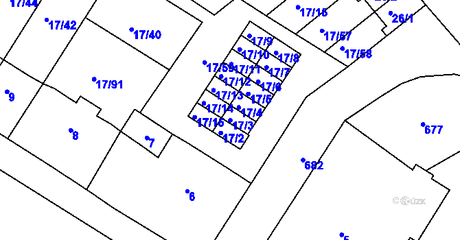 Parcela st. 17/3 v KÚ Svatava, Katastrální mapa