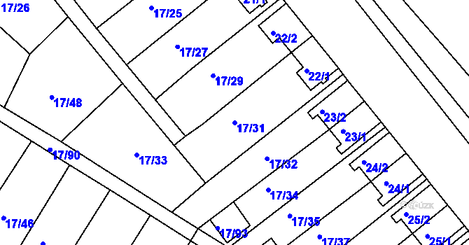 Parcela st. 17/31 v KÚ Svatava, Katastrální mapa