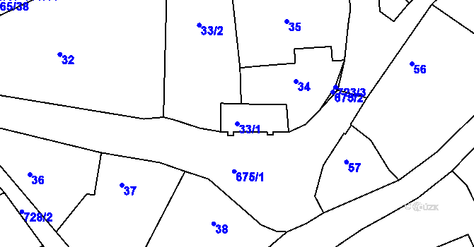 Parcela st. 33/1 v KÚ Svatava, Katastrální mapa