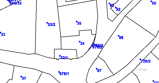 Parcela st. 34 v KÚ Svatava, Katastrální mapa