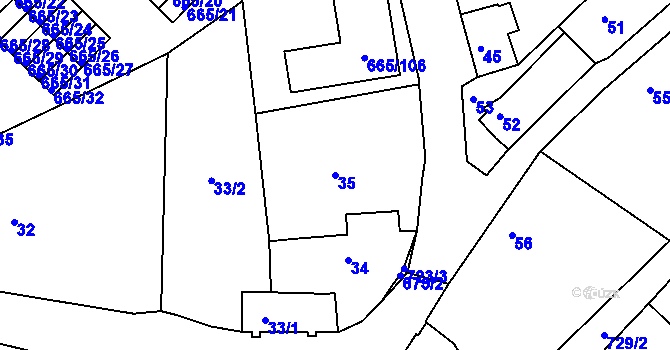 Parcela st. 35 v KÚ Svatava, Katastrální mapa