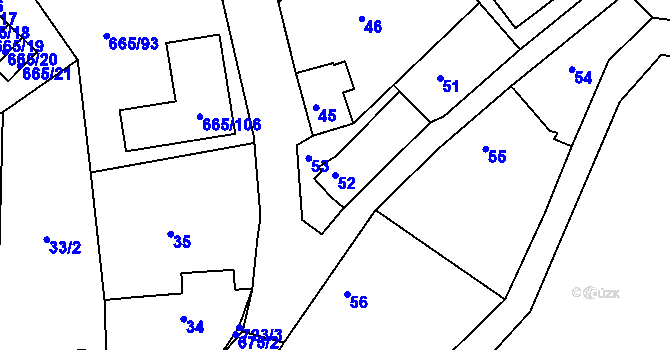Parcela st. 52 v KÚ Svatava, Katastrální mapa