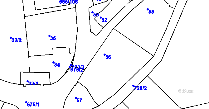 Parcela st. 56 v KÚ Svatava, Katastrální mapa