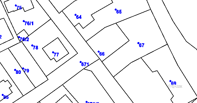 Parcela st. 66 v KÚ Svatava, Katastrální mapa