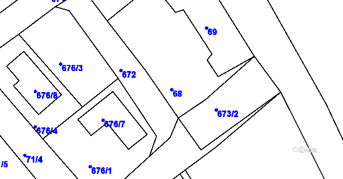 Parcela st. 68 v KÚ Svatava, Katastrální mapa
