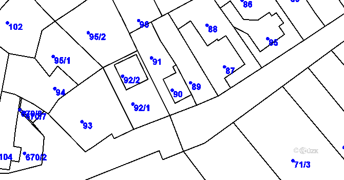 Parcela st. 90 v KÚ Svatava, Katastrální mapa