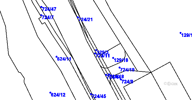 Parcela st. 129/3 v KÚ Svatava, Katastrální mapa