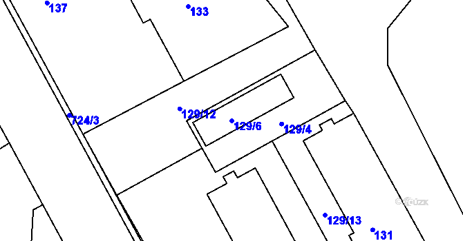 Parcela st. 129/6 v KÚ Svatava, Katastrální mapa