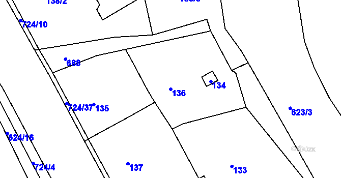 Parcela st. 136 v KÚ Svatava, Katastrální mapa