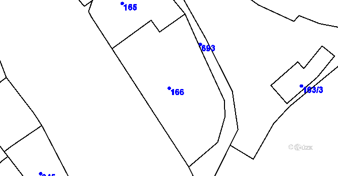 Parcela st. 166 v KÚ Svatava, Katastrální mapa