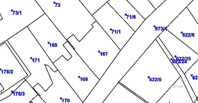 Parcela st. 167 v KÚ Svatava, Katastrální mapa