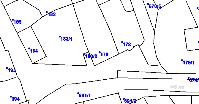 Parcela st. 179 v KÚ Svatava, Katastrální mapa