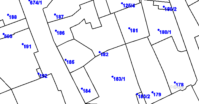 Parcela st. 182 v KÚ Svatava, Katastrální mapa