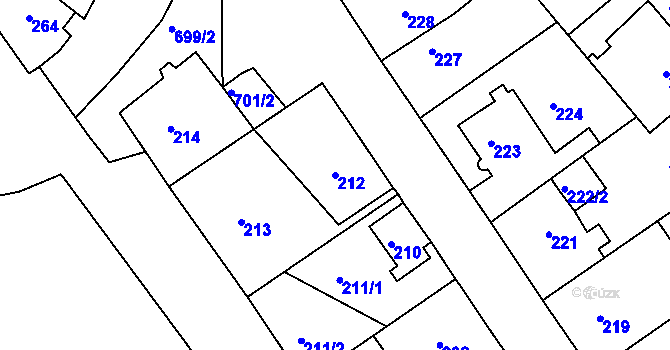 Parcela st. 212 v KÚ Svatava, Katastrální mapa