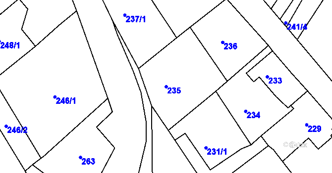 Parcela st. 235 v KÚ Svatava, Katastrální mapa