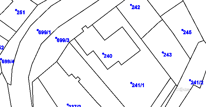 Parcela st. 240 v KÚ Svatava, Katastrální mapa