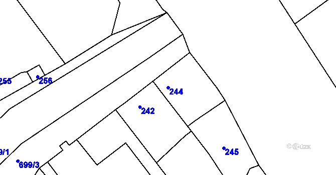 Parcela st. 244 v KÚ Svatava, Katastrální mapa