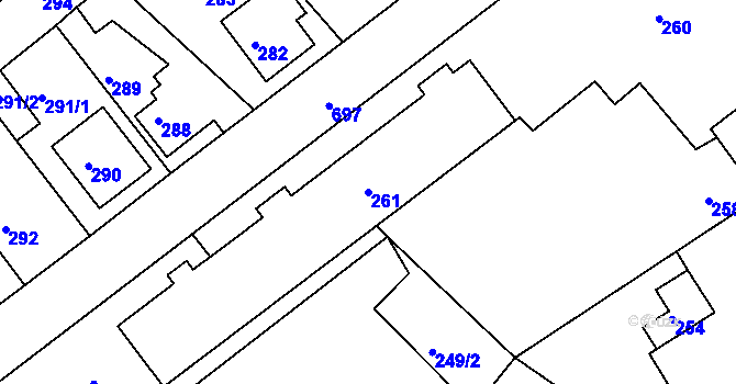 Parcela st. 261 v KÚ Svatava, Katastrální mapa