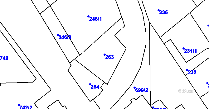 Parcela st. 263 v KÚ Svatava, Katastrální mapa