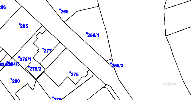 Parcela st. 266/2 v KÚ Svatava, Katastrální mapa