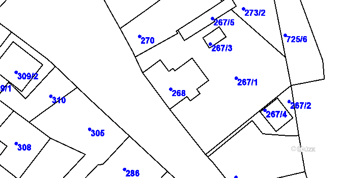 Parcela st. 268 v KÚ Svatava, Katastrální mapa