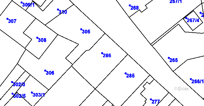 Parcela st. 286 v KÚ Svatava, Katastrální mapa