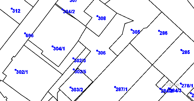 Parcela st. 306 v KÚ Svatava, Katastrální mapa