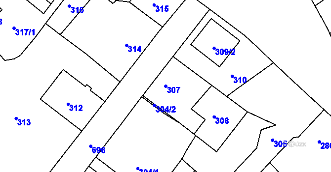 Parcela st. 307 v KÚ Svatava, Katastrální mapa