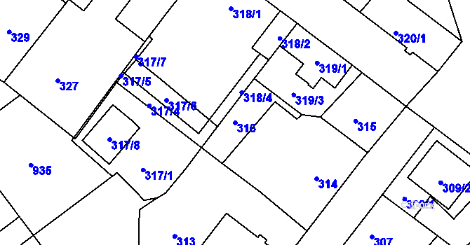 Parcela st. 316 v KÚ Svatava, Katastrální mapa