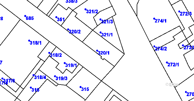 Parcela st. 320/1 v KÚ Svatava, Katastrální mapa
