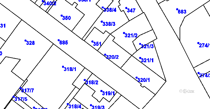 Parcela st. 320/2 v KÚ Svatava, Katastrální mapa