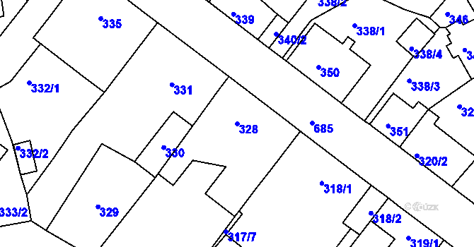Parcela st. 328 v KÚ Svatava, Katastrální mapa
