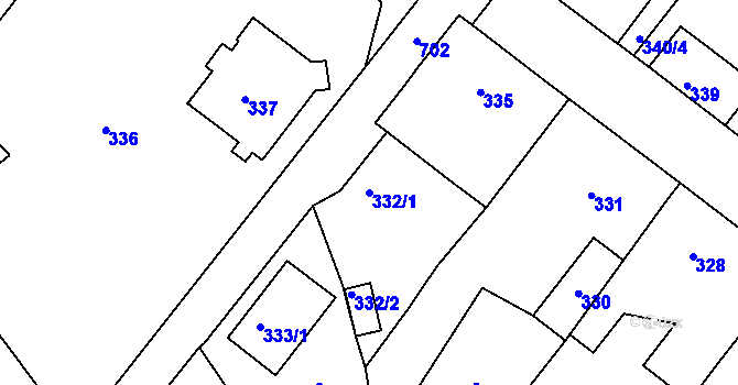 Parcela st. 332/1 v KÚ Svatava, Katastrální mapa