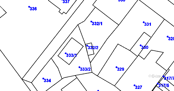 Parcela st. 332/2 v KÚ Svatava, Katastrální mapa