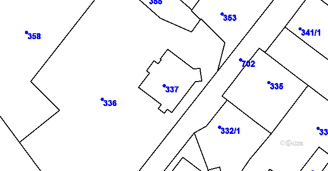 Parcela st. 337 v KÚ Svatava, Katastrální mapa