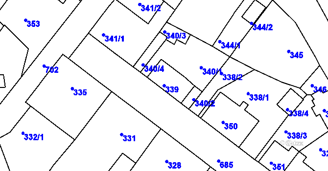 Parcela st. 339 v KÚ Svatava, Katastrální mapa