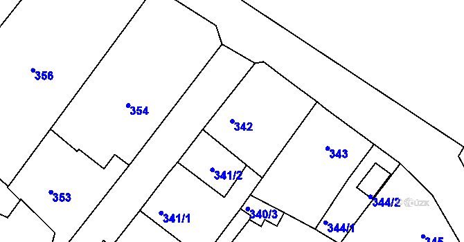 Parcela st. 342 v KÚ Svatava, Katastrální mapa