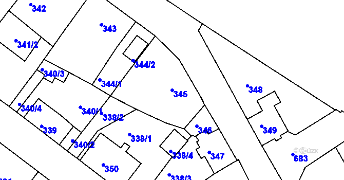 Parcela st. 345 v KÚ Svatava, Katastrální mapa