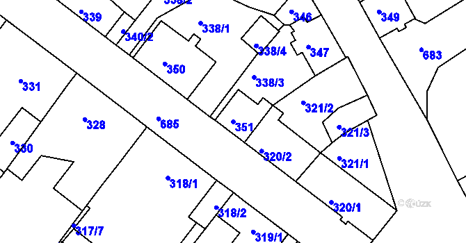 Parcela st. 351 v KÚ Svatava, Katastrální mapa