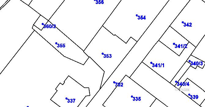 Parcela st. 353 v KÚ Svatava, Katastrální mapa