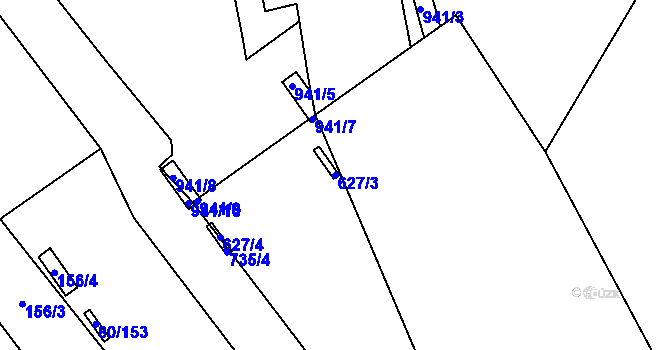 Parcela st. 627/3 v KÚ Svatava, Katastrální mapa