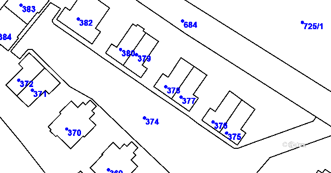 Parcela st. 378 v KÚ Svatava, Katastrální mapa