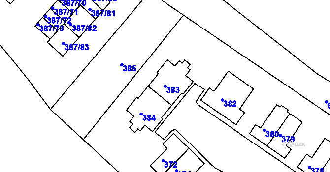 Parcela st. 383 v KÚ Svatava, Katastrální mapa