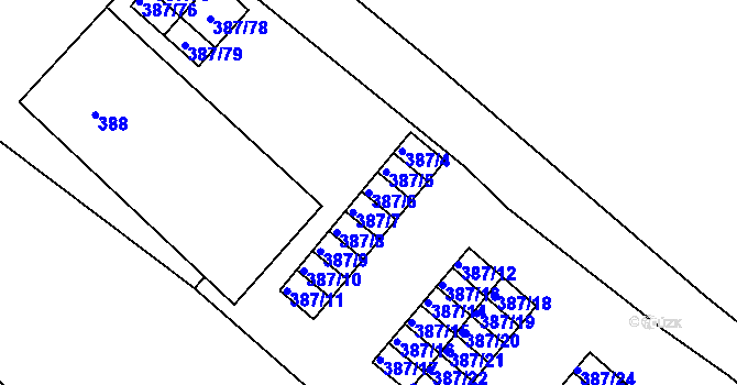 Parcela st. 387/6 v KÚ Svatava, Katastrální mapa