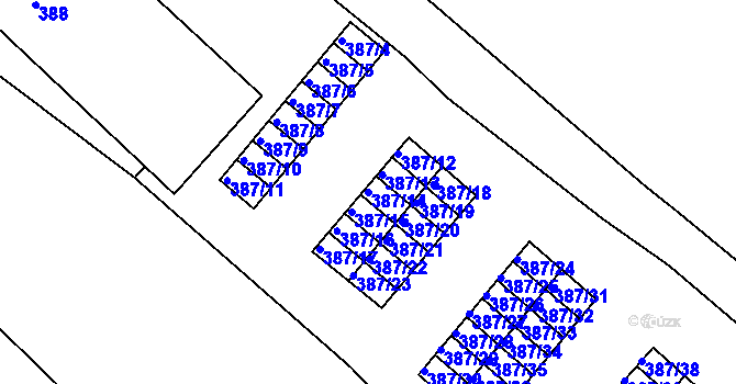 Parcela st. 387/14 v KÚ Svatava, Katastrální mapa