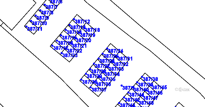 Parcela st. 387/25 v KÚ Svatava, Katastrální mapa