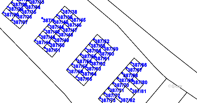 Parcela st. 387/60 v KÚ Svatava, Katastrální mapa