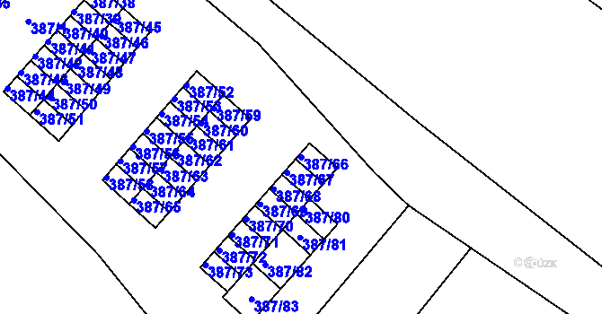 Parcela st. 387/66 v KÚ Svatava, Katastrální mapa